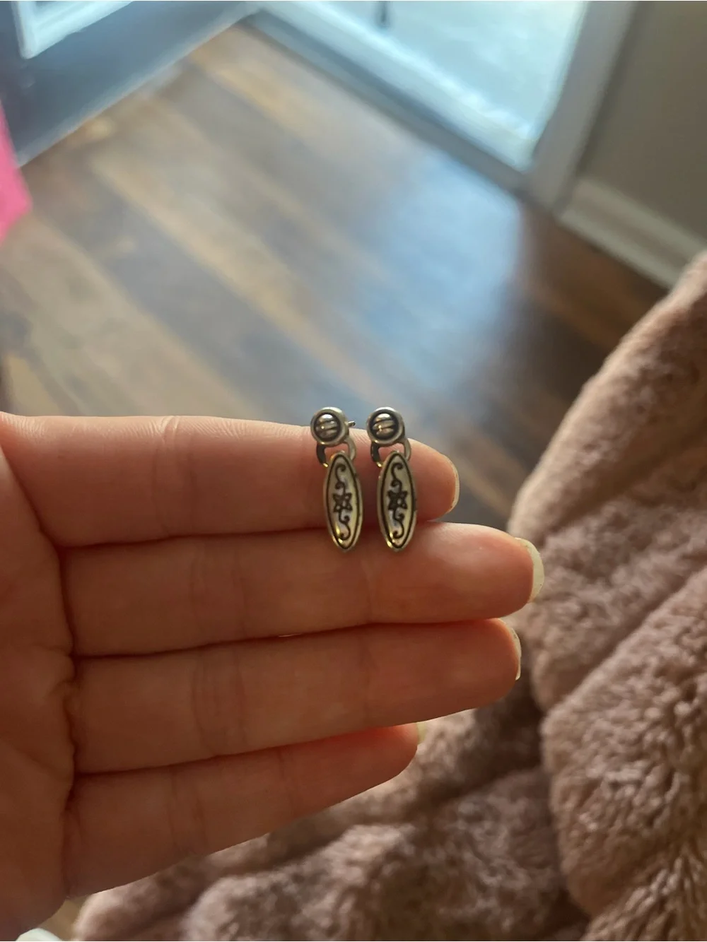 Original Brighton Silver-Tone Floral Oval Drop Earrings